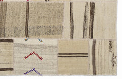 Teselya 1277 Beige Striped Wool Handmade Area Rug 5'3" x 7'7"