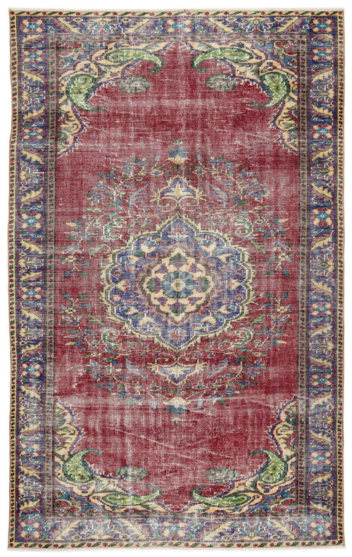 Atina Red Vintage Wool Handmade Area Rug 5'7" x 9'9"