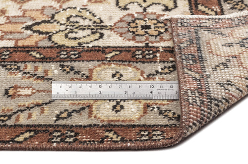 Atina Brown Vintage Wool Handmade Area Rug 5'4" x 8'8"