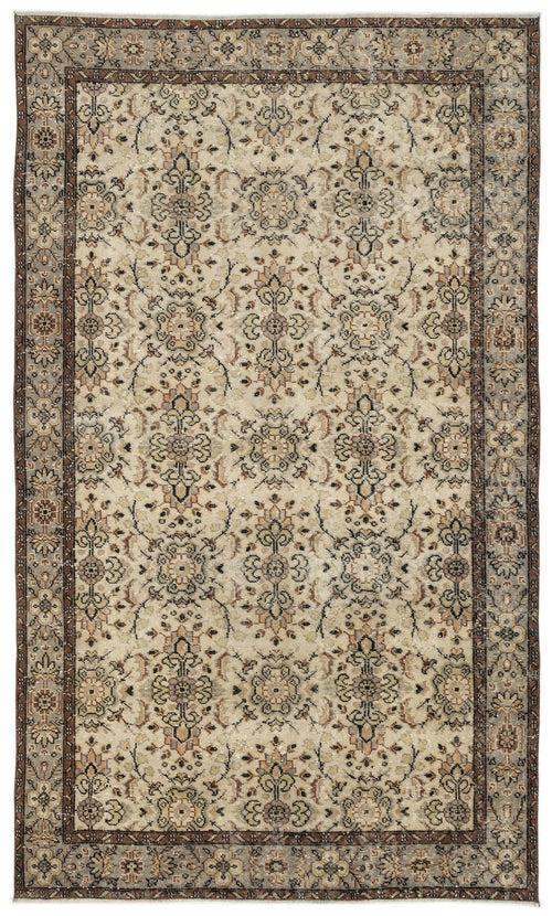 Atina Brown Vintage Wool Handmade Area Rug 5'4" x 8'8"