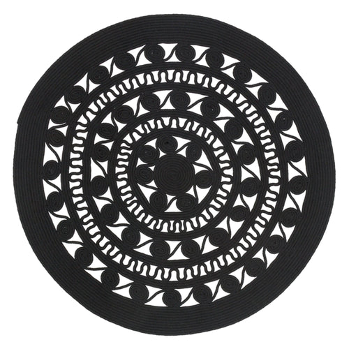 Handmade Jute Rug – Black Geometric Cotton Yarn Washable Area Rug for Living Room