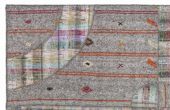 Teselya 1280 Beige Striped Wool Handmade Area Rug 5'3" x 7'7"