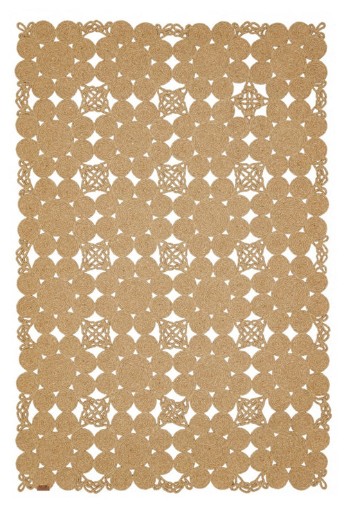 Handmade Jute Rug – Beige Geometric Area Rug With Cotton Yarn & Anti Slip