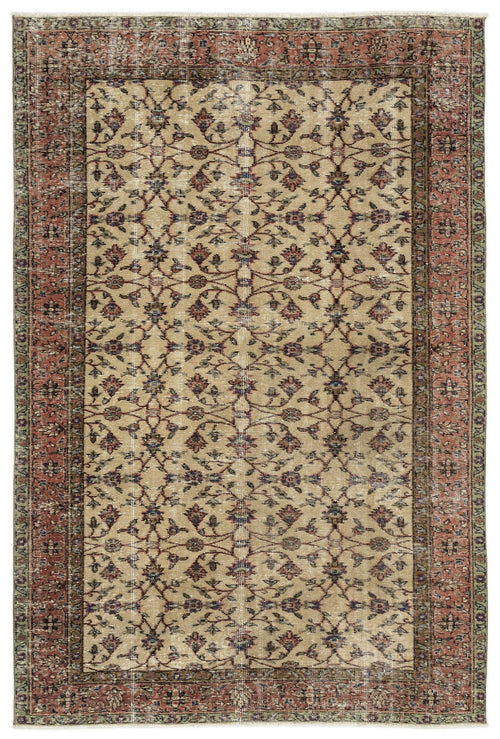 Atina Beige Vintage Wool Handmade Area Rug 4'11" x 8'10"