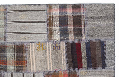 Teselya 1282 Beige Striped Wool Handmade Area Rug 5'3" x 7'7"