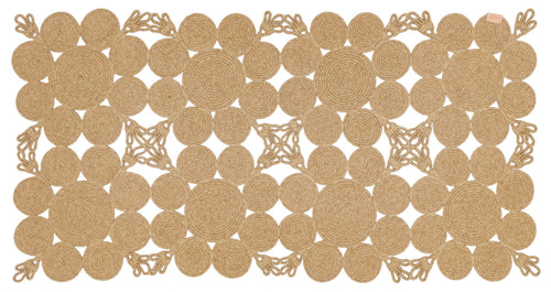 Handmade Jute Rug – Beige Geometric Area Rug With Cotton Yarn & Anti Slip