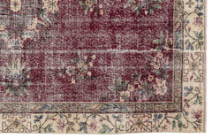 Atina Burgundy Classic Wool Handmade Area Rug 5'5" x 8'8"