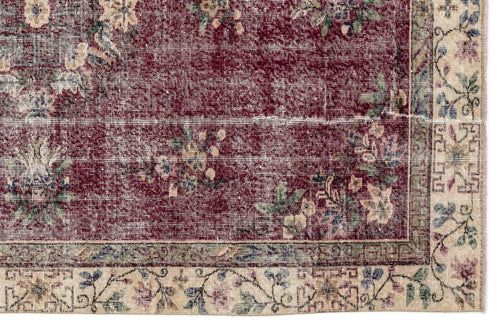 Atina Burgundy Classic Wool Handmade Area Rug 5'5" x 8'8"