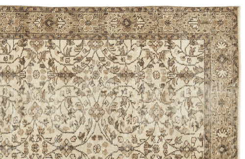 Atina Beige Vintage Wool Handmade Area Rug 5'7" x 9'1"
