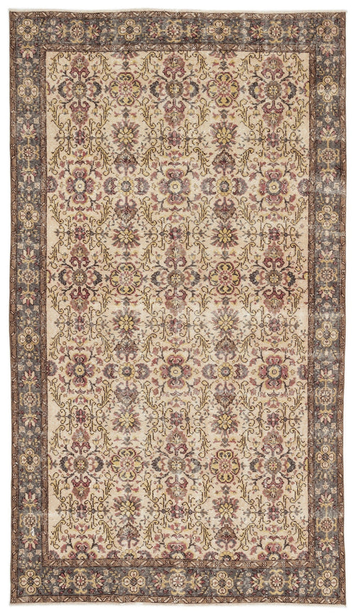 Atina Beige Vintage Wool Handmade Area Rug 6'7" x 8'6"