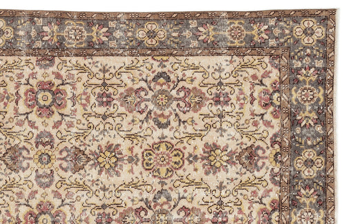 Atina Beige Vintage Wool Handmade Area Rug 6'7" x 8'6"