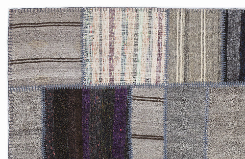 Teselya 1284 Beige Striped Wool Handmade Area Rug 5'3" x 7'7"