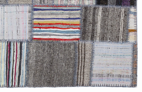 Teselya 1284 Beige Striped Wool Handmade Area Rug 5'3" x 7'7"