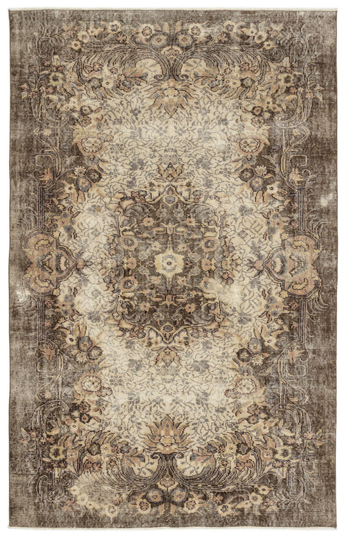 Atina Beige Vintage Wool Handmade Area Rug 5'7" x 9'9"