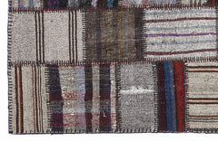 Teselya 1285 Beige Striped Wool Handmade Area Rug 5'3" x 7'7"