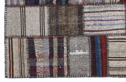 Teselya 1285 Beige Striped Wool Handmade Area Rug 5'3" x 7'7"