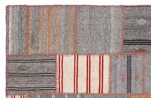 Teselya 1286 Beige Striped Wool Handmade Area Rug 5'3" x 7'7"