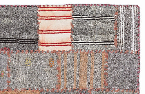 Teselya 1286 Beige Striped Wool Handmade Area Rug 5'3" x 7'7"