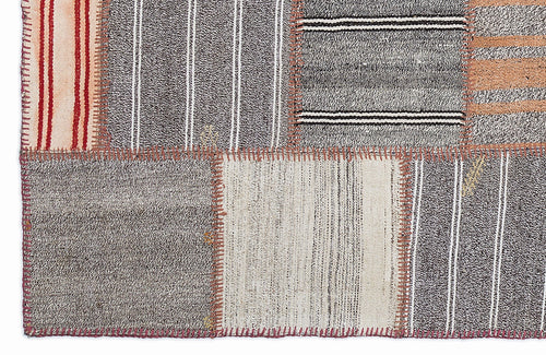 Teselya 1286 Beige Striped Wool Handmade Area Rug 5'3" x 7'7"
