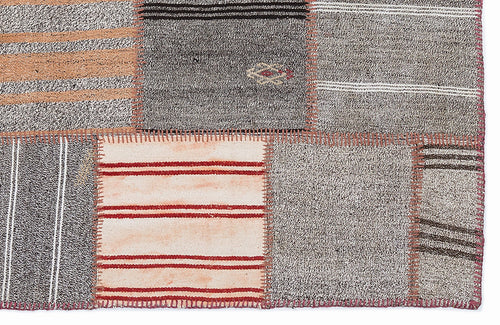 Teselya 1286 Beige Striped Wool Handmade Area Rug 5'3" x 7'7"