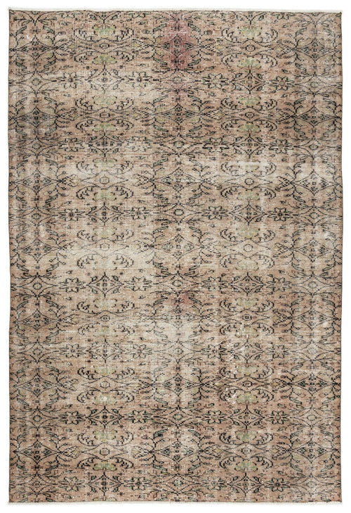 Atina Beige Vintage Wool Handmade Area Rug 6'6" x 8'3"