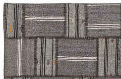 Teselya 1287 Brown Striped Wool Handmade Area Rug 5'3" x 7'7"