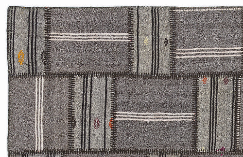 Teselya 1287 Brown Striped Wool Handmade Area Rug 5'3" x 7'7"