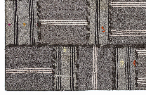 Teselya 1287 Brown Striped Wool Handmade Area Rug 5'3" x 7'7"