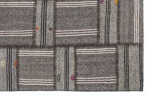 Teselya 1287 Brown Striped Wool Handmade Area Rug 5'3" x 7'7"
