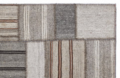 Teselya 1288 Beige Striped Wool Handmade Area Rug 5'3" x 7'7"