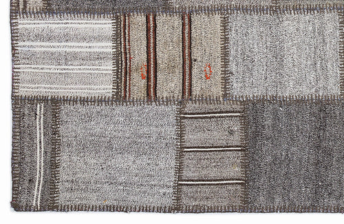 Teselya 1288 Beige Striped Wool Handmade Area Rug 5'3" x 7'7"