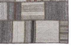 Teselya 1288 Beige Striped Wool Handmade Area Rug 5'3" x 7'7"