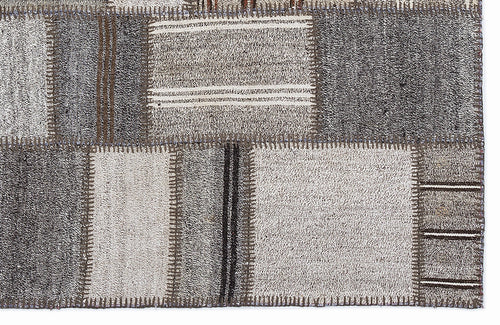 Teselya 1288 Beige Striped Wool Handmade Area Rug 5'3" x 7'7"