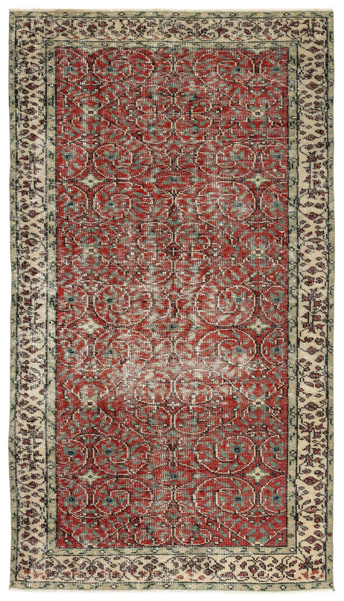 Atina Red Vintage Wool Handmade Area Rug 4'6" x 8'1"