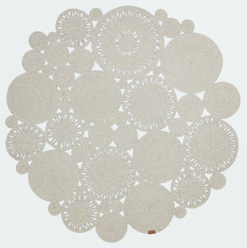 Handmade Jute Rug – Beige Geometric Cotton Yarn Area Carpet for Living Room