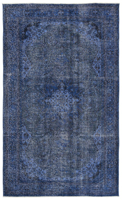 Atina Navy Vintage Wool Handmade Area Rug 5'7" x 9'3"