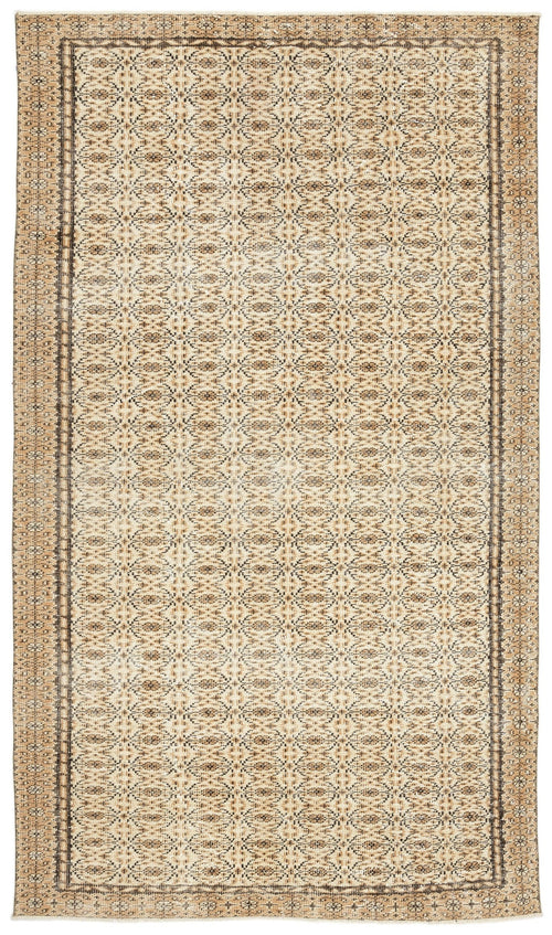 Atina Beige Vintage Wool Handmade Area Rug 5'10" x 10'1"