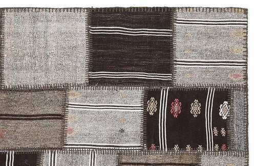 Teselya 1294 Beige Striped Wool Handmade Area Rug 5'3" x 7'7"