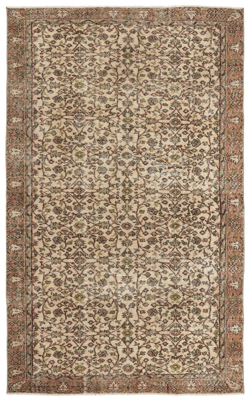 Atina Beige Vintage Wool Handmade Area Rug 5'7" x 9'0"