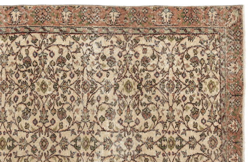 Atina Beige Vintage Wool Handmade Area Rug 5'7" x 9'0"