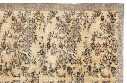 Atina Beige Vintage Wool Handmade Area Rug 5'9" x 8'6"