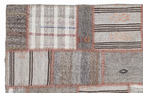 Teselya 1295 Beige Striped Wool Handmade Area Rug 5'3" x 7'7"