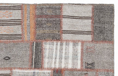 Teselya 1295 Beige Striped Wool Handmade Area Rug 5'3" x 7'7"