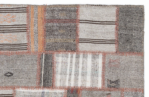 Teselya 1295 Beige Striped Wool Handmade Area Rug 5'3" x 7'7"