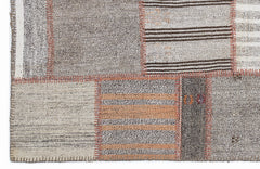 Teselya 1295 Beige Striped Wool Handmade Area Rug 5'3" x 7'7"