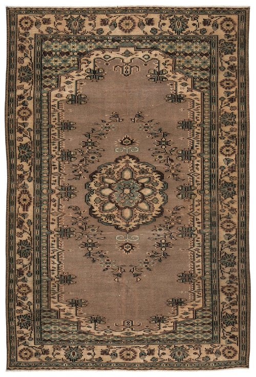 Atina Beige Vintage Wool Handmade Area Rug 5'9" x 8'9"