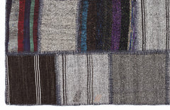 Teselya 1298 Beige Striped Wool Handmade Area Rug 5'3" x 7'7"