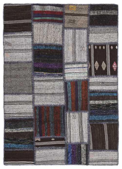 Teselya 1298 Beige Striped Wool Handmade Area Rug 5'3" x 7'7"