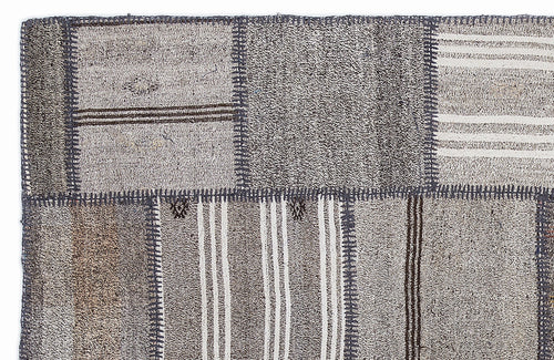 Teselya 1299 Brown Striped Wool Handmade Area Rug 5'3" x 7'7"