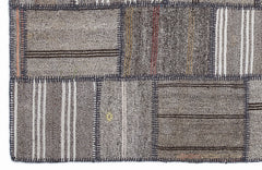 Teselya 1299 Brown Striped Wool Handmade Area Rug 5'3" x 7'7"
